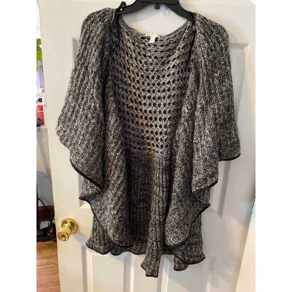 EST. 1946 Womens Marled Black WhiteOpen KnitTiered Draped CardiganSweater 18/20W